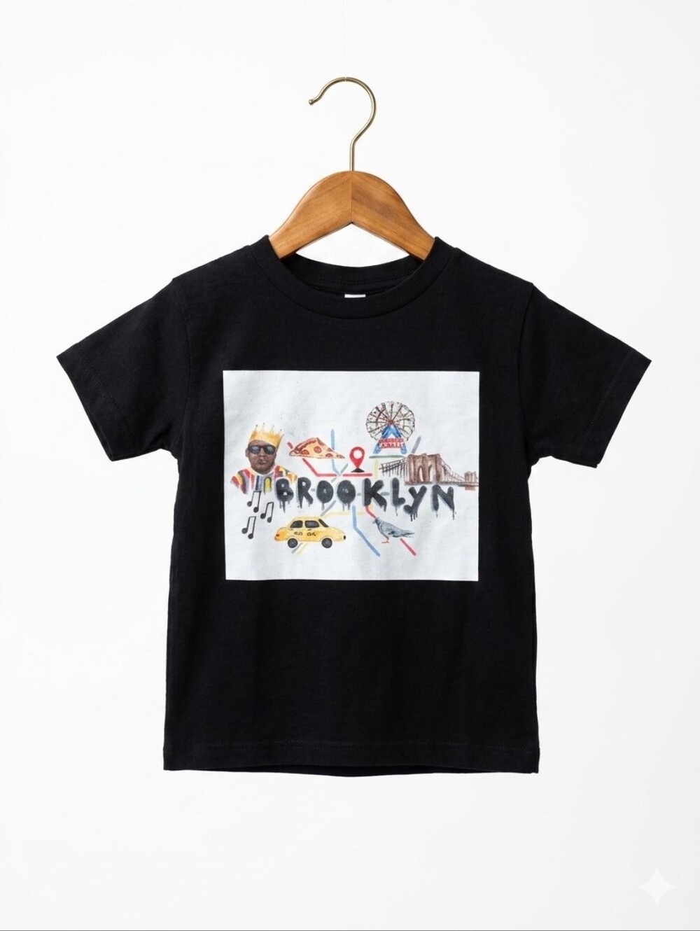 Kids Black 'Brooklyn' Graphic Tee Sz 3/4T